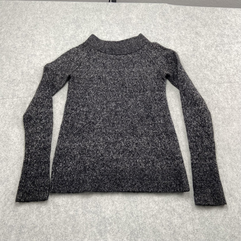 Uniqlo Sweater Womens XS Gray Mock Neck Raglan Knit Pullover Mohair Alpaca Blend